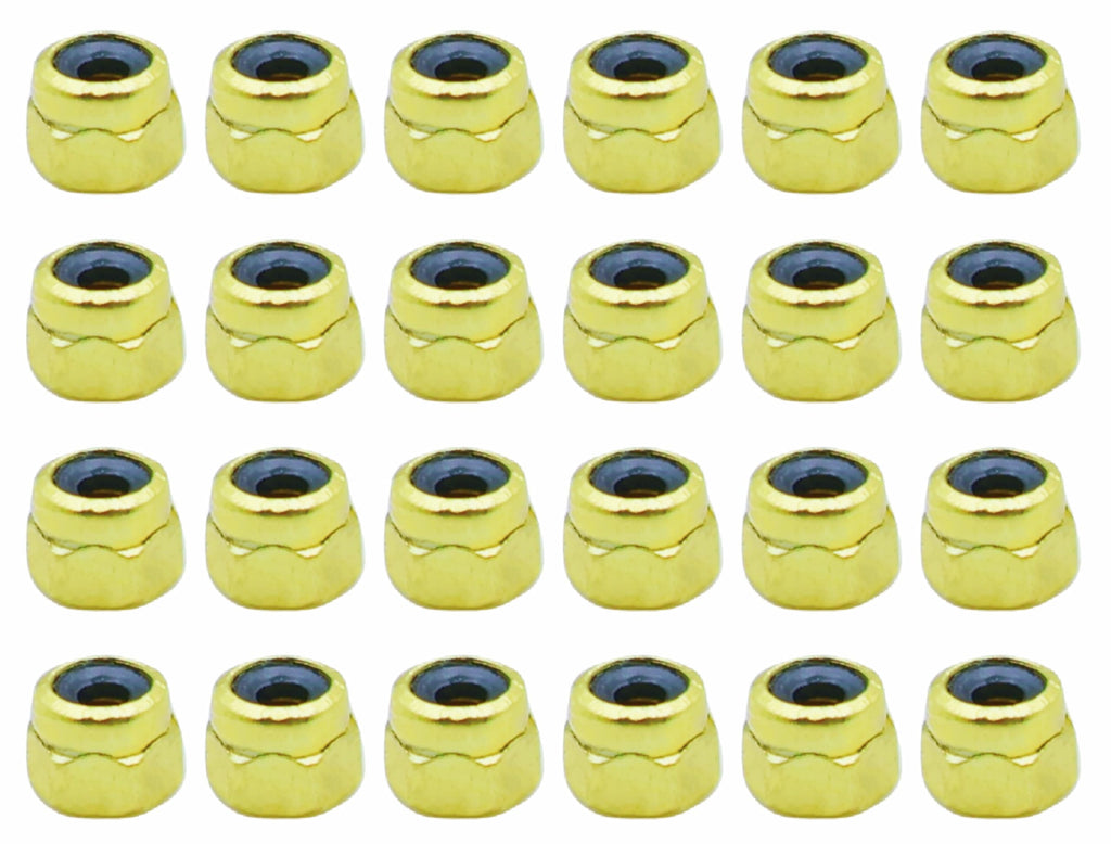 RACOFSB 24 Pcs Fingerboard Locknuts Professional Self Lock Nuts with Nylons Insert (Gold)