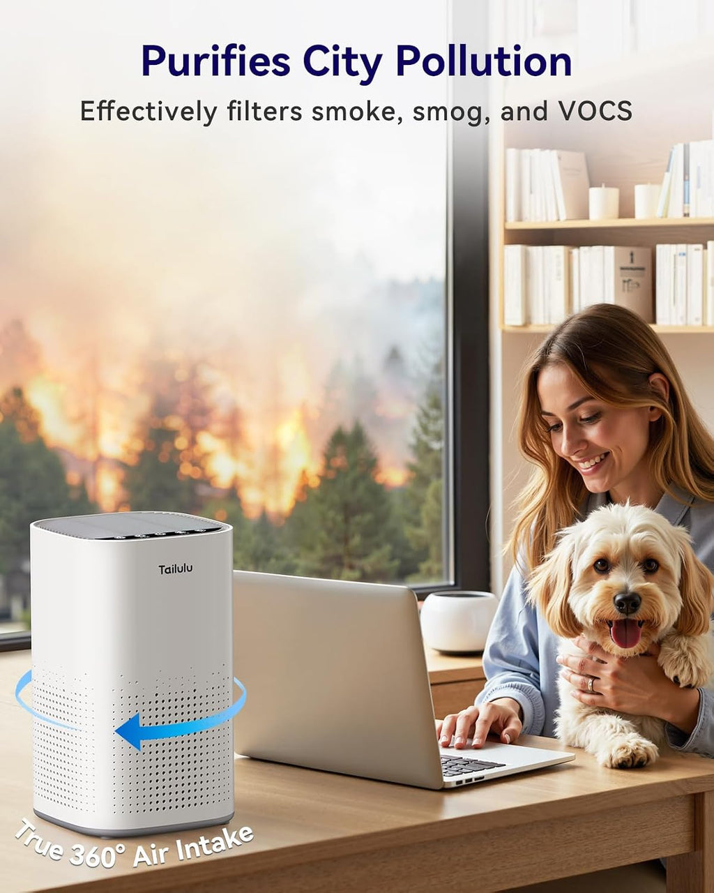 H13 Ture HEPA Air Purifiers for Home Large Room up to 1500ft² | Air Cleaner with 360°Air Inlet, 15dB Sleep Mode