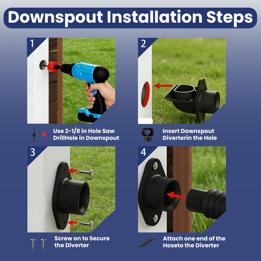 Rain Barrel Diverter Kit for Rectangular Downspouts, 1 Set