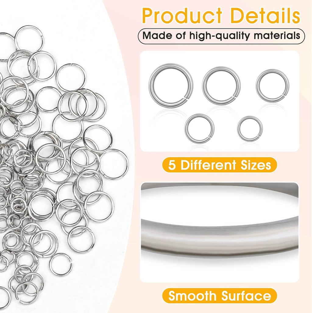 4600Pcs Silver Jump Rings with Jump Rings Open/Close Tools for Jewelry Making and Necklace Repair (Assorted Sizes)
