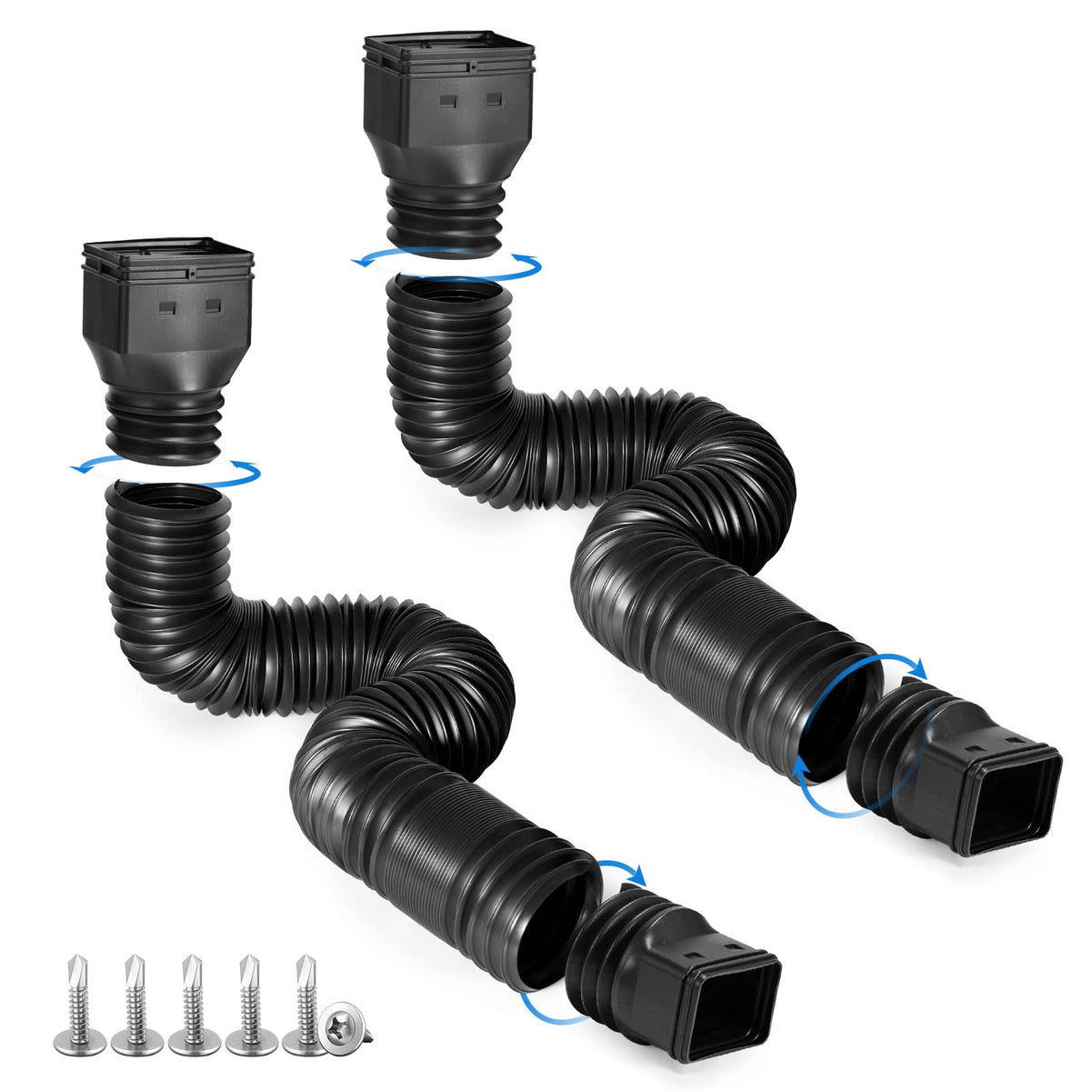 Black-2pack Rain Gutter Downspout Extensions Flexible, Drain Downspout Extender,Down Spout Drain Extender, Gutter