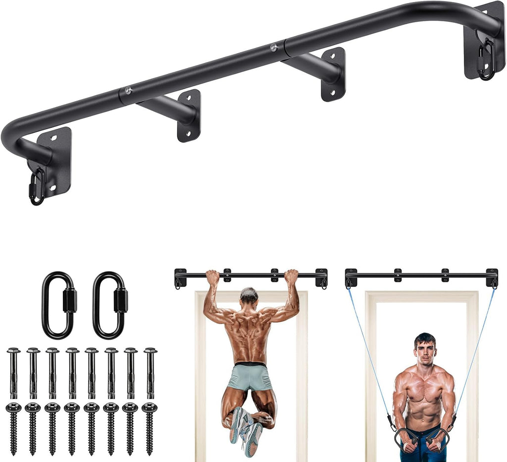 32"/36" Wall Mount Pull Up Bar Joist Mount Chin Up Bar for Doorway | Heavy Duty Steel Construction Support 450 lb