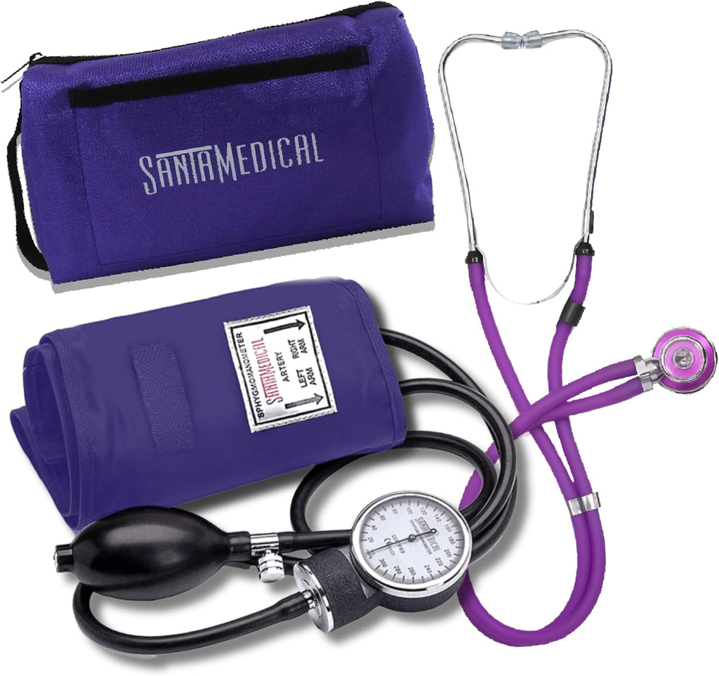 Aneroid Sphygmomanometer - Bp Cuff with Stethoscope - Purple | Manual Blood Pressure Cuff Durable and Carrying Case