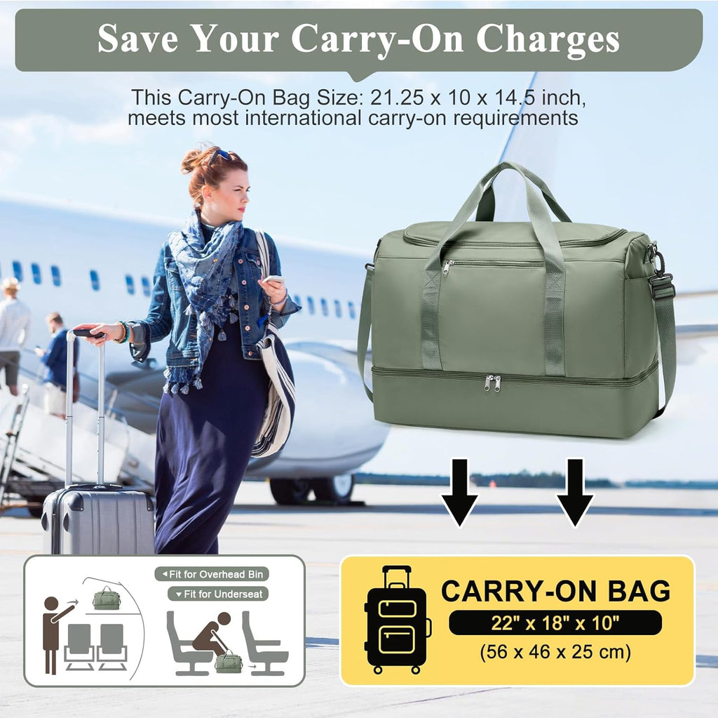 Extra Large Travel Duffle Bag,Carry on Overnight Weekend Bag with Shoes Compartment,Weekender Bags for Women for
