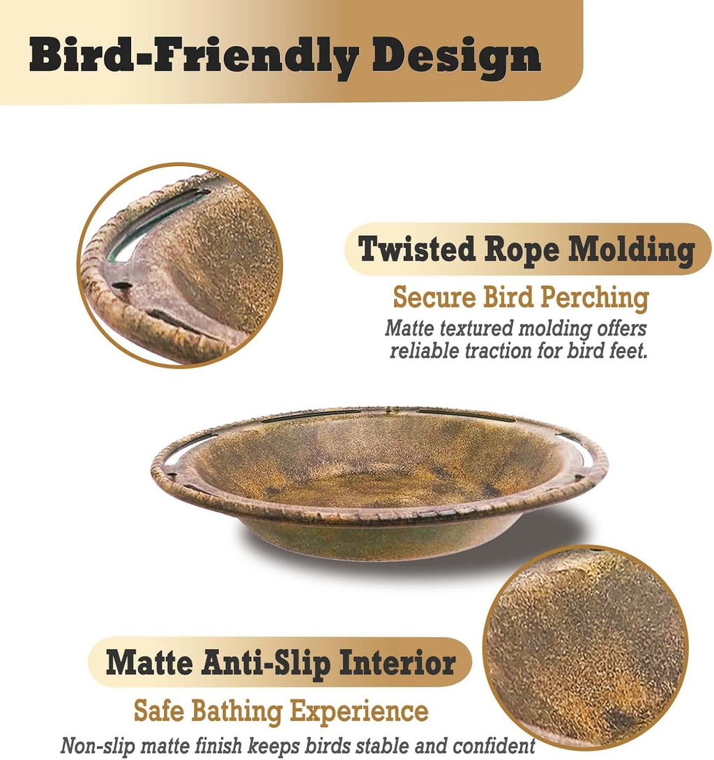 Hanging Bird Bath & Feeder Bowl, 12 in, Antique Bronze Look