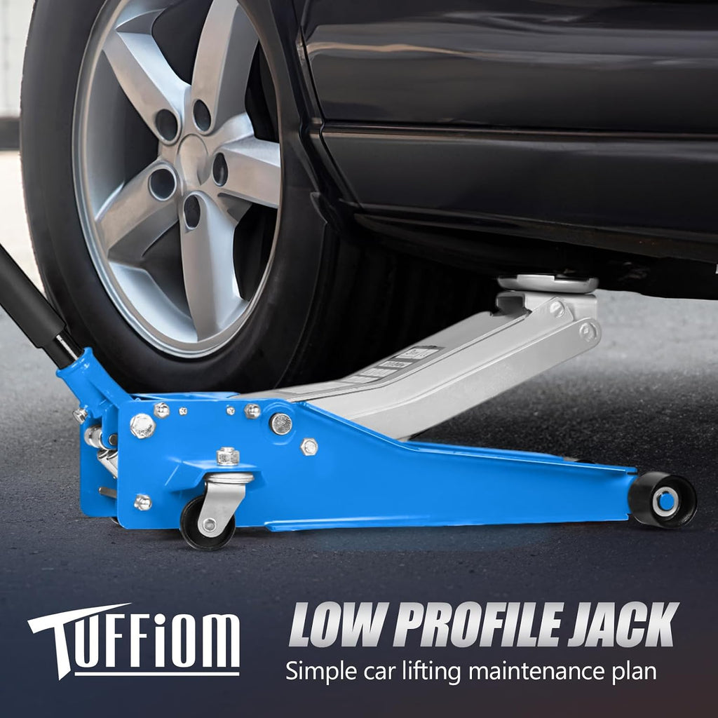 3 Ton Floor Jack, Aluminum and Steel Low Profile Jack with Dual Pistons Quick Lift Pump for Cars & SUVs, Lifting