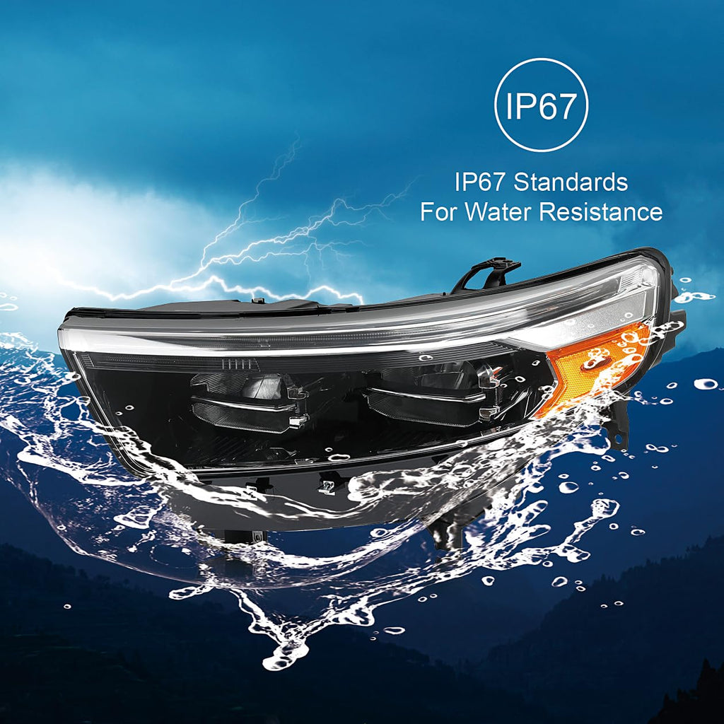 Black LED Headlights LH Compatible with 2020-2024 Ford Explorer