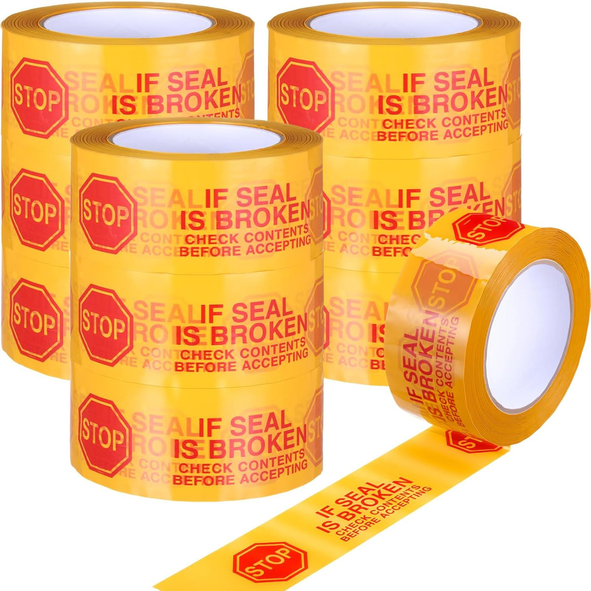 10 Rolls 2 Inch Security Packing Tape, Tamper Proof Tape, Yellow
