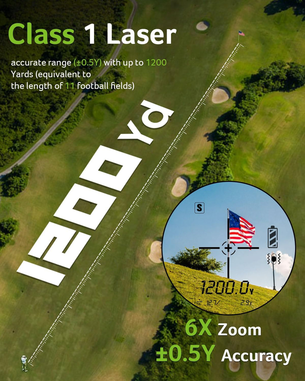 Gadget Golf Rangefinder with Slope On/Off, 800/1200Yards, Golf Gifts