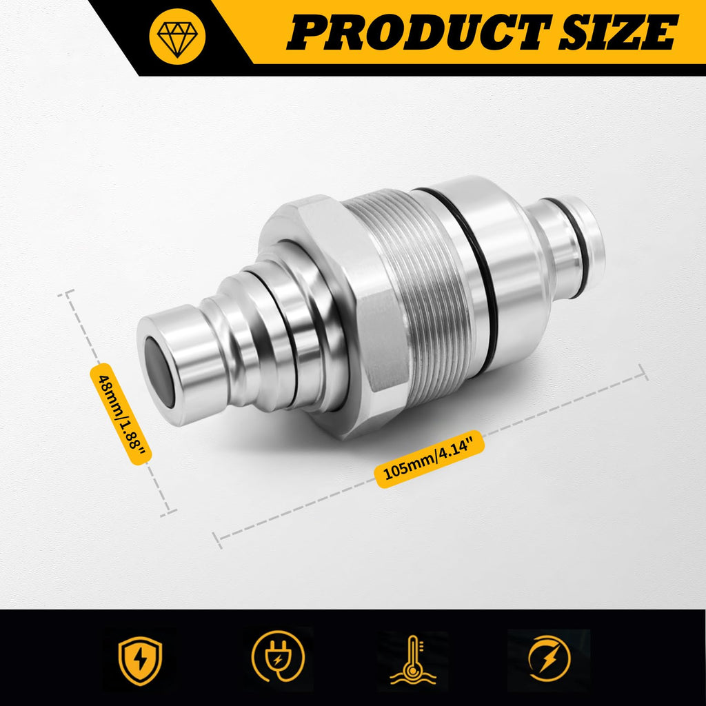 Jecoupoon 48MM Thread Hydraulic Flat Face Quick Coupler Kit 7246802 7246799