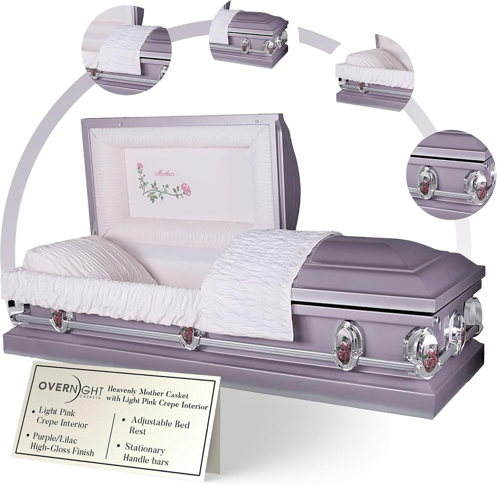 Heavenly Mother Metal Casket Pink w/Pink Crepe Interior