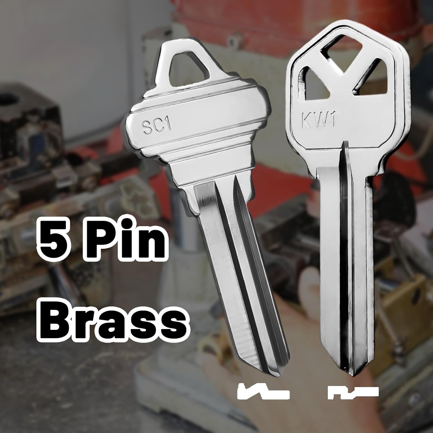 50 Key Blanks in Premium Brass – 30 KW1 & 20 SC1 Blank Keys Compatible with 5-Pin Locks