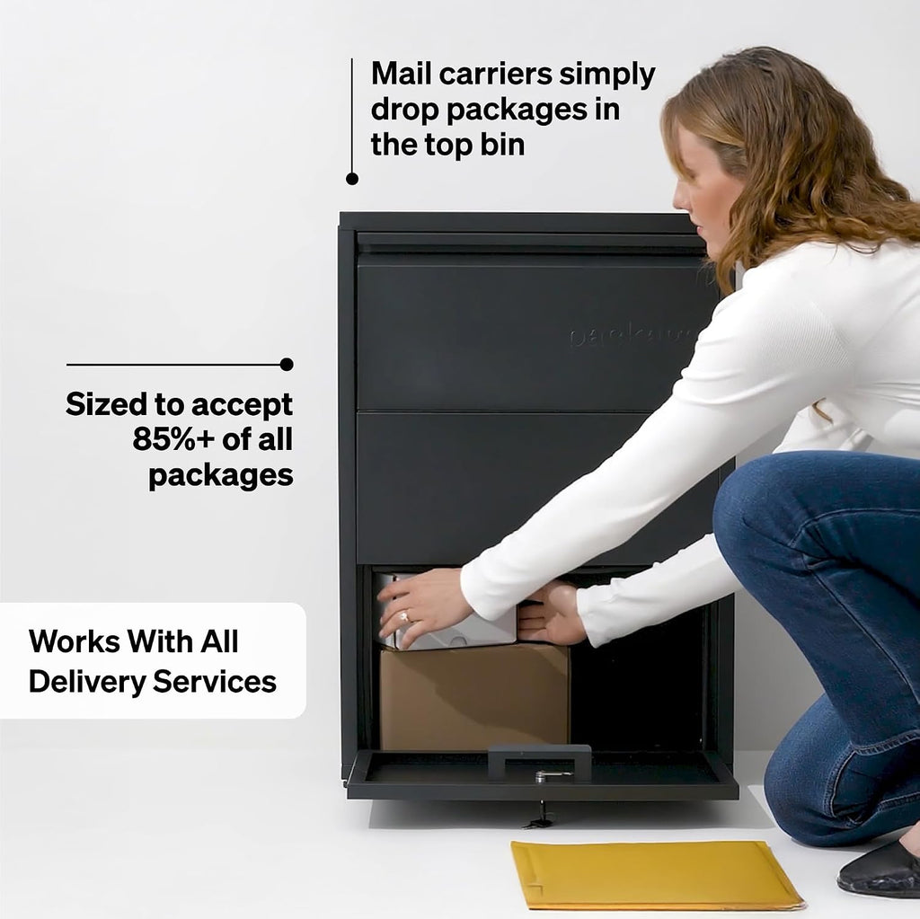 Package Delivery Boxes for Outside, Small 29.5 x 20.5 x 10.5 (HxWxD) Security Package Box, Free Standing Anti-Theft