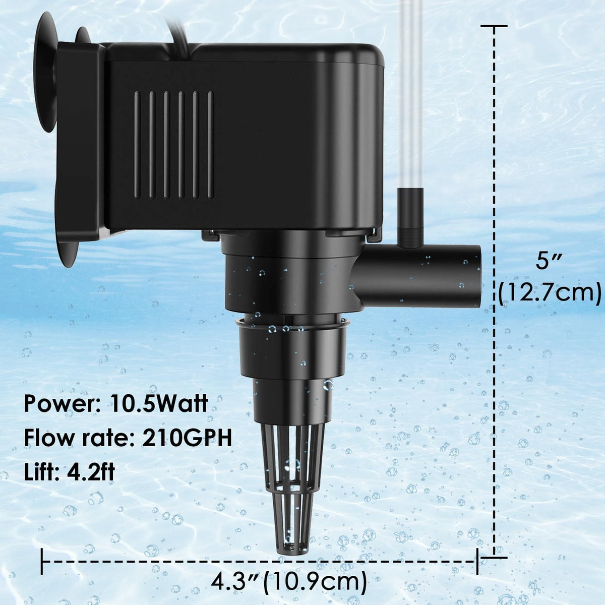 Aquarium Powerhead Pump Circulating Water Pump 210 GPH for 40-60 Gallon Aquariums with Aerating Features
