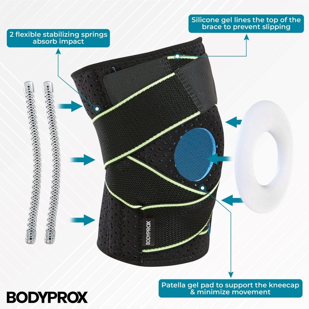 Knee Brace with Side Stabilizers & Patella Gel Pad Support | Knee brace for women, knee brace for men; helps support