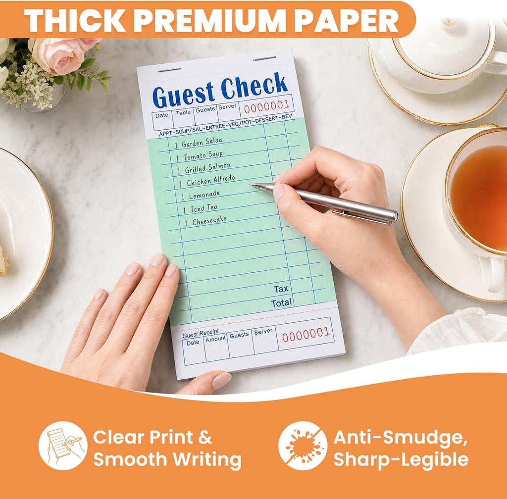 40 Pack Guest Check Pads, 2000 Orders Server Note Pads, Server Book