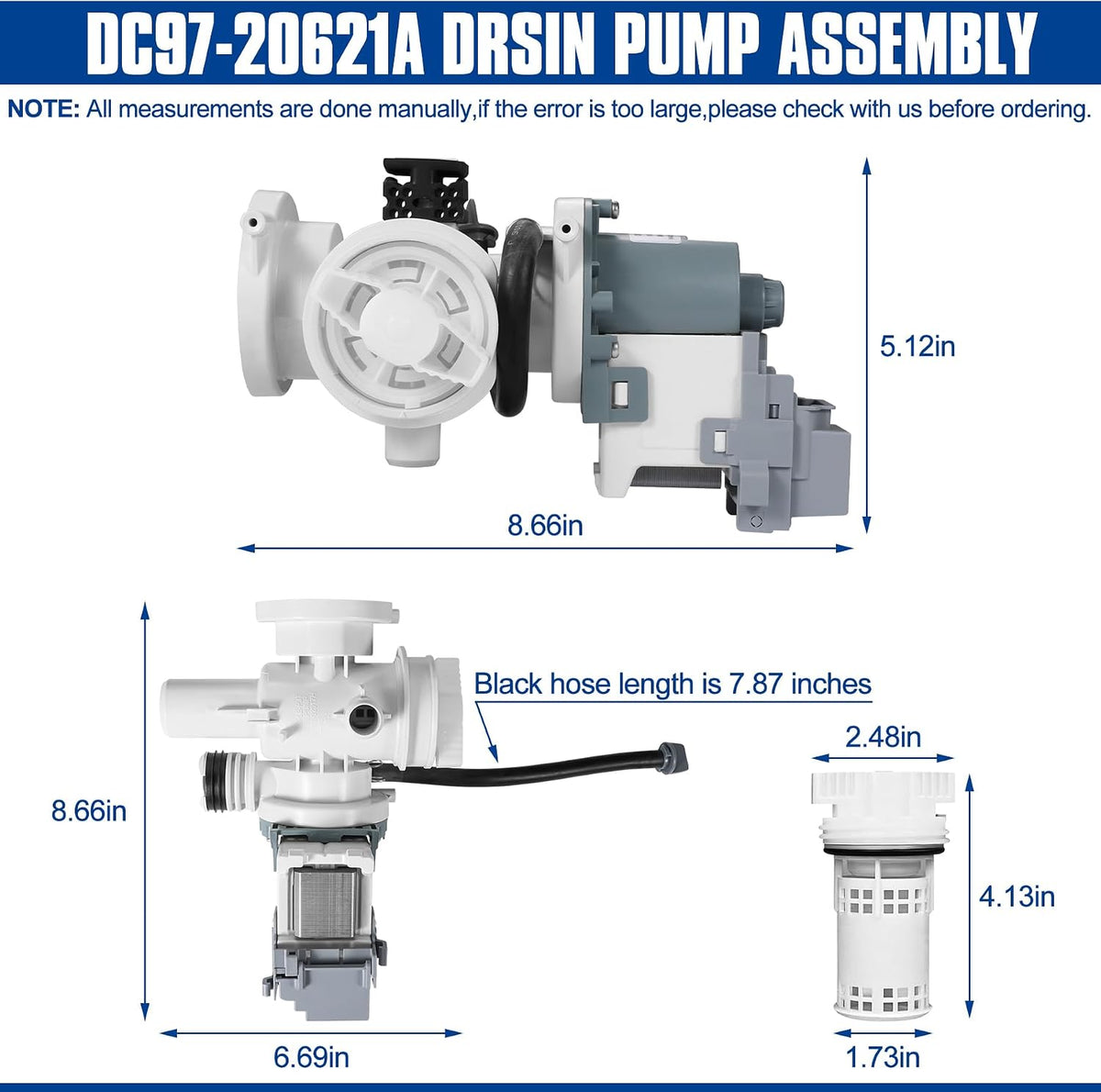 DC97-20621A Washer Drain Pump Assembly（OEM）Compatible with Samsung