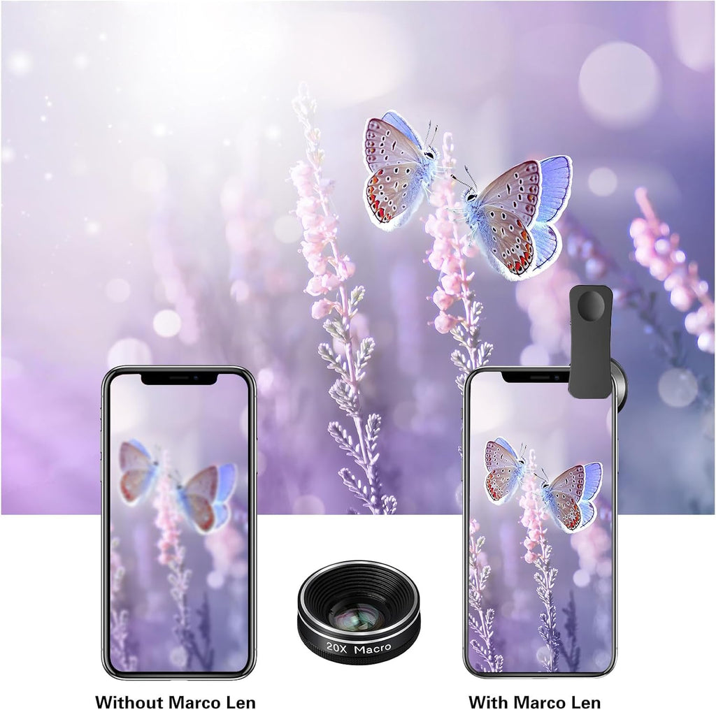 Phone Camera Lens, Godefa 3 in 1 Phone Lens kit-205° Fisheye Lens + Macro Lens + 120° Wide Angle Lens,Clip on Cell