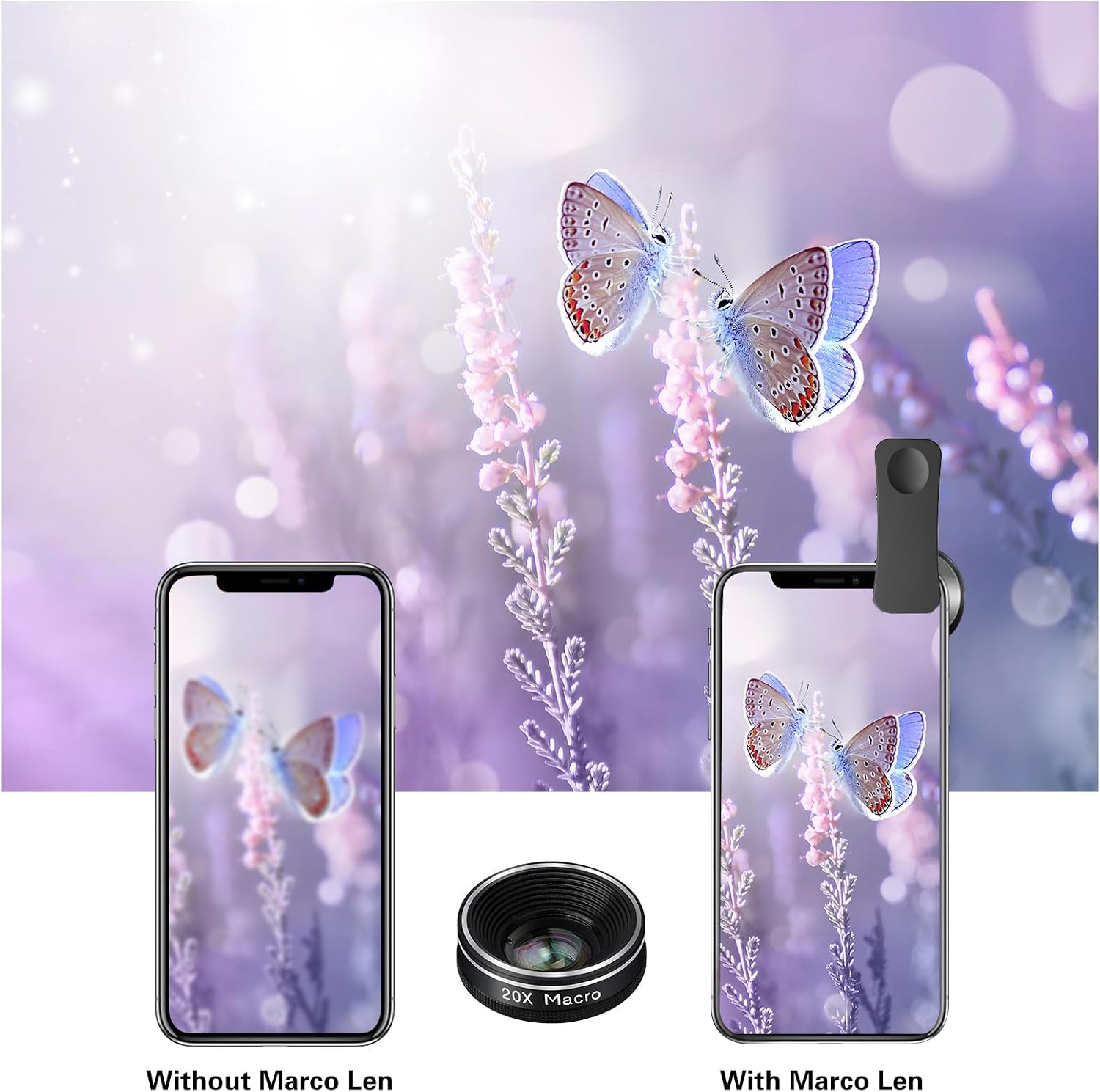 Phone Camera Lens, Godefa 3 in 1 Phone Lens kit-205° Fisheye Lens + Macro Lens + 120° Wide Angle Lens,Clip on Cell
