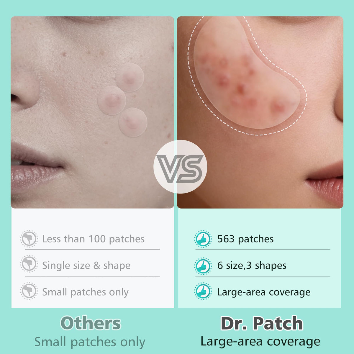 563 Count Pimple Patches - Hydrocolloid Acne Patches for Face & Body, Invisible Thin, Large & Small Sizes for