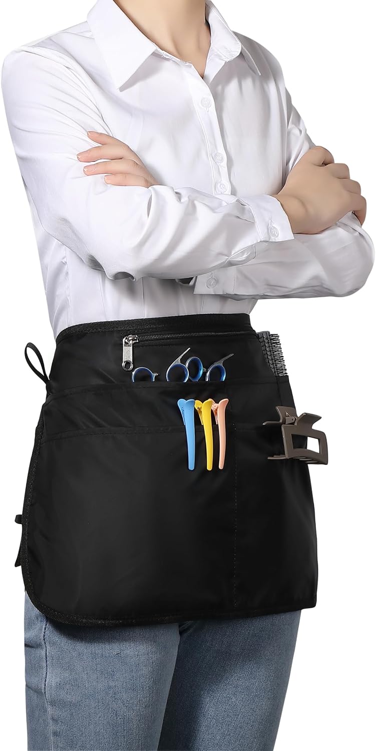Barber Apron with 6 Pockets, Waterproof and Bleach-proof Hair Stylist Apron for Men Women,Hairdresser Apron for