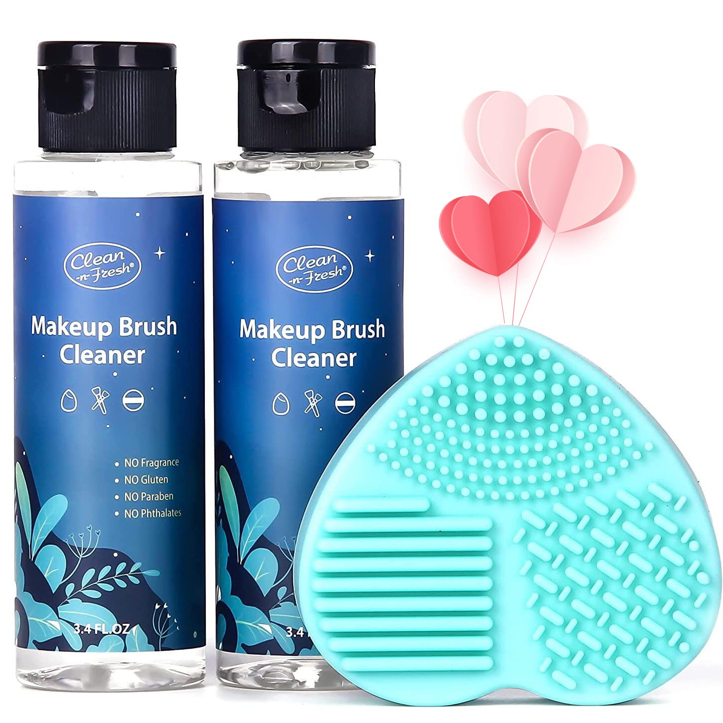 Makeup Brush Cleaner Set For Brushes, Sponge and Puff 6.8 Fl Oz, 2-Pack Deep Cleaning Washing Cleanser Shampoo With a