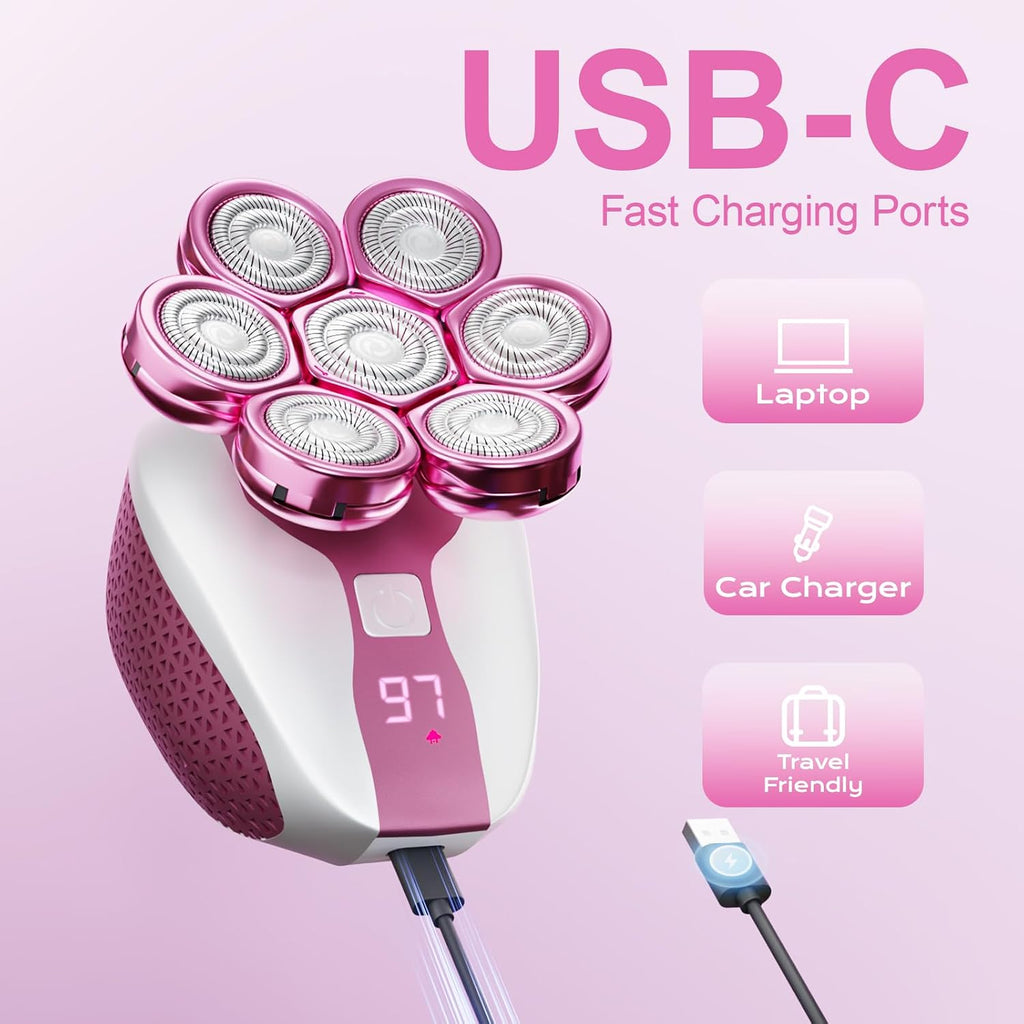 Electric Razors for Women, 7D Shavers for Women with LED Display, Rechargeable Waterproof Electric Shaver