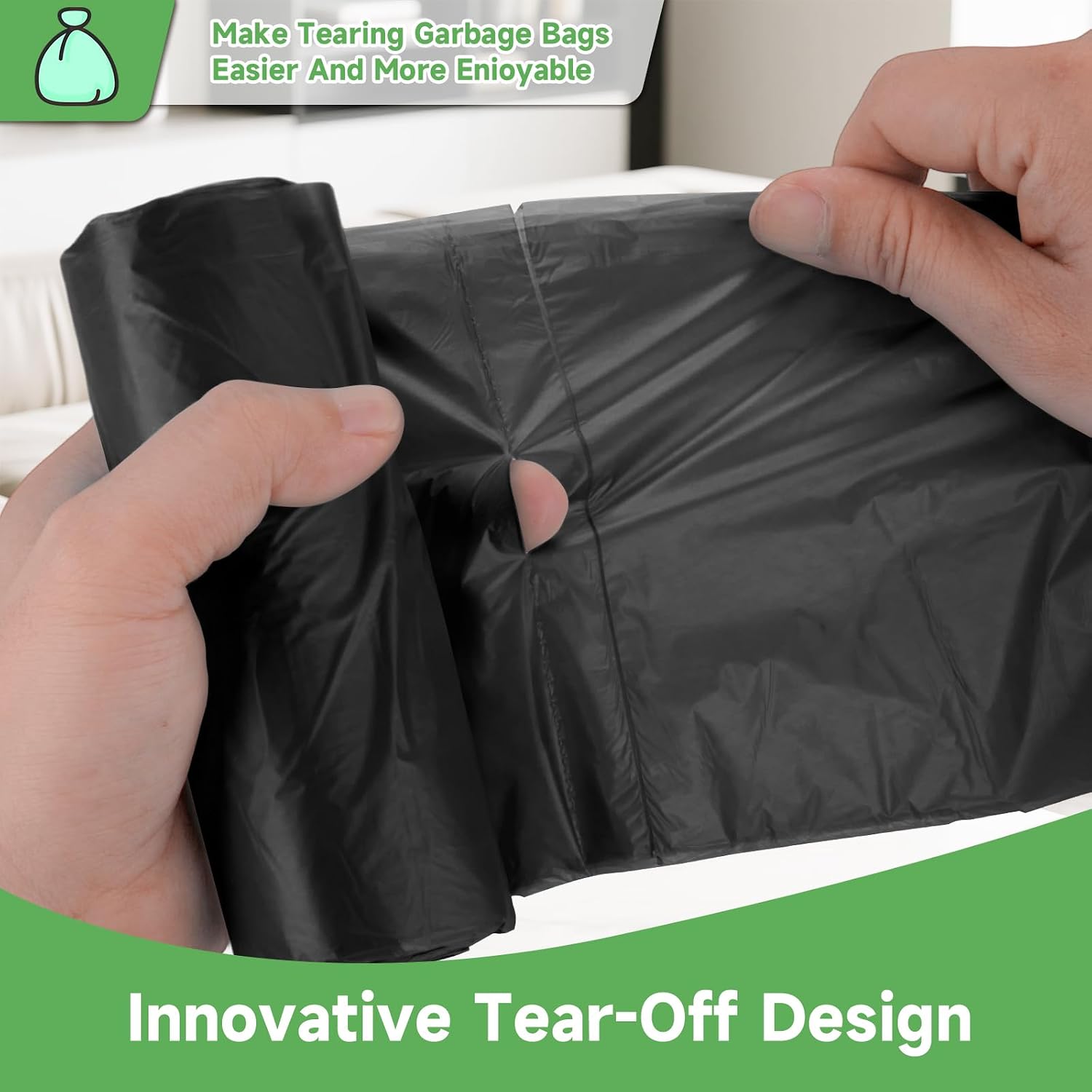 6 Gallon Heavy-Duty Trash Bags - heihaily Biodegradable Black Medium Kitchen Garbage Bag Unscented Rip Resistant Bulk