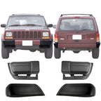 Front + Rear Bumper End Caps Textured Black For 1997-2001 Jeep Cherokee Sport Direct Replacement