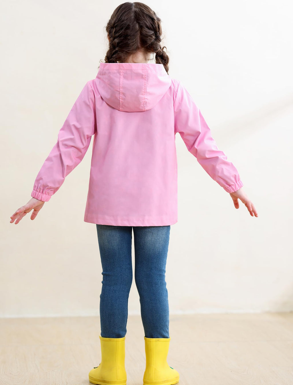 Kids Rain Coat Waterproof Hooded Girls Rain Jacket Lightweight Windbreaker Fall Jacket 5T Rose Red