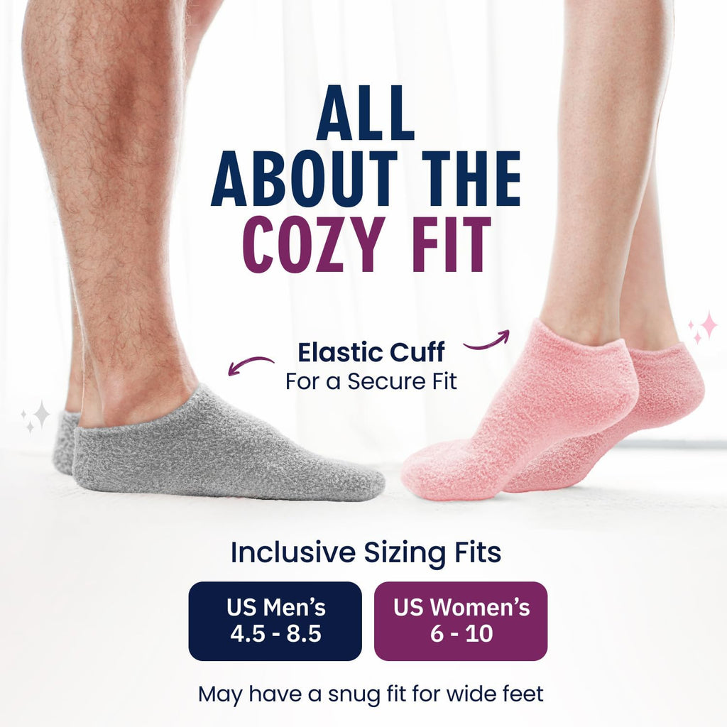 Moisturizing Gel Socks, Plush Pink, 1 Pair | Full-Foot Gel Lining, Overnight Foot Care, Dry Feet and Cracked Heels