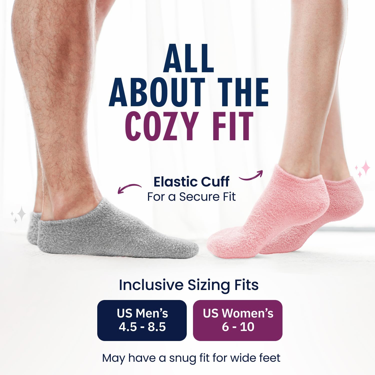 Moisturizing Gel Socks, Plush Pink, 1 Pair | Full-Foot Gel Lining, Overnight Foot Care, Dry Feet and Cracked Heels
