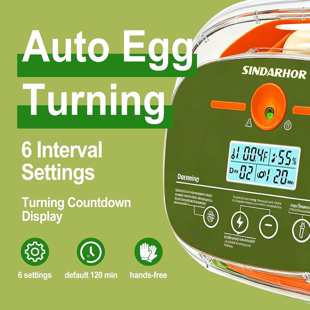 24-Egg Digital Incubator - Automatic Temperature and Humidity Control, LED Display, Automatic Rotation, External