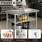 Stainless steel kitchen prep and work table with Wheels,28x24in,Multi-Size