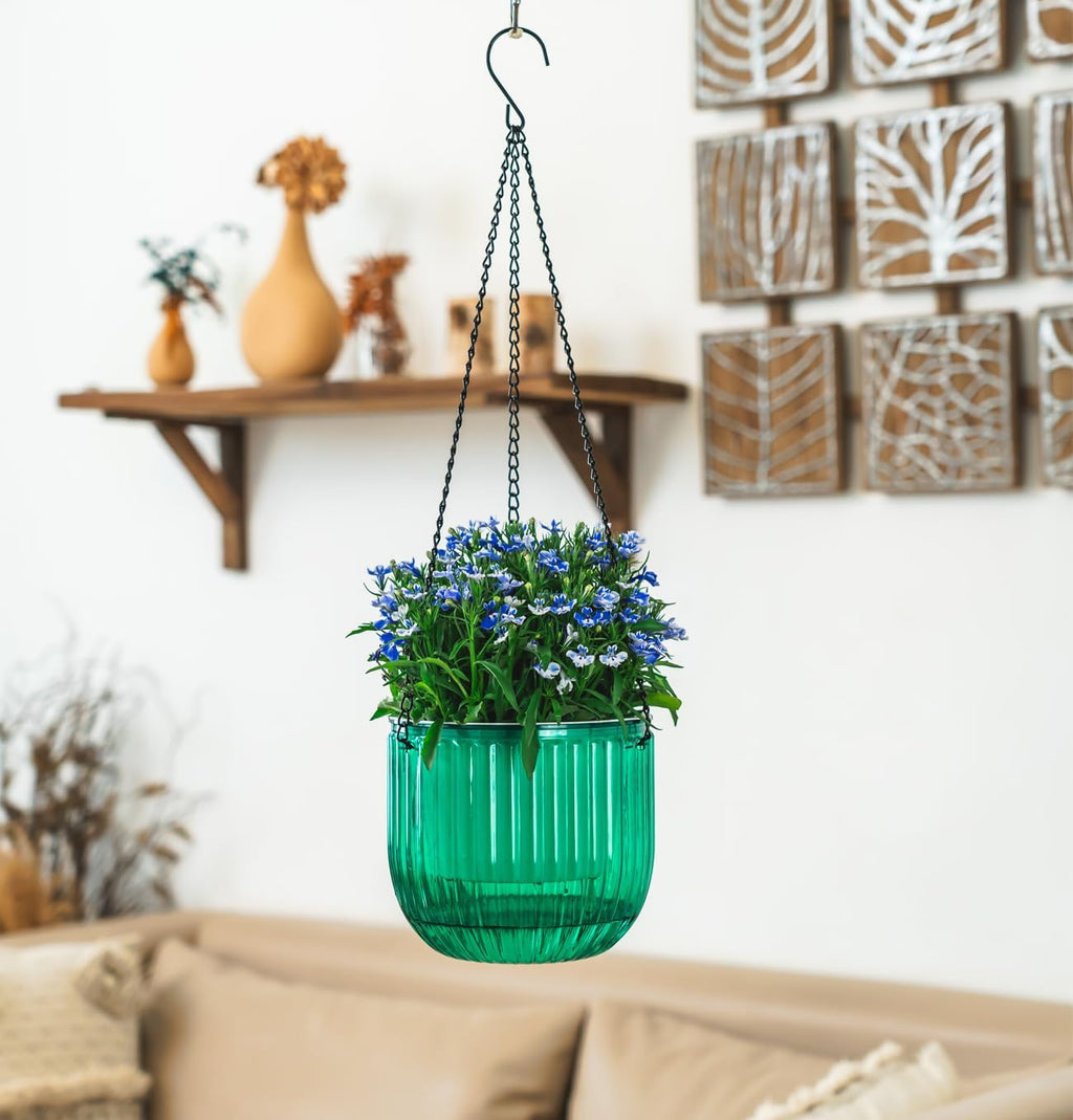 2 Pack Self Watering Hanging Planters Indoor Flower Pots, 6.5 Inch Outdoor Hanging Plant Pot Basket, Plant Hanger