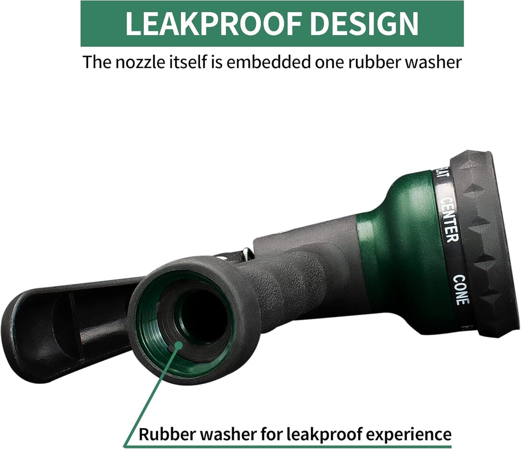 Garden Hose Nozzle 2PK, ABS Water Spray Nozzle with 7 Adjustable Patterns, Slip Resistant for Watering Plants, Lawn