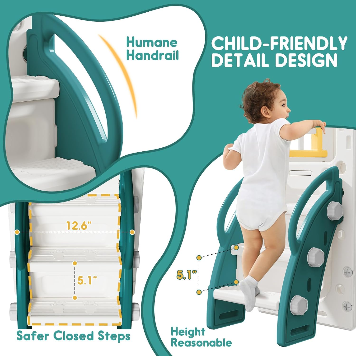 Toddler Slide for Kids with Climber Basketball Hoop, Storage Space, Telescope Kids Indoor Slide Baby Slide for