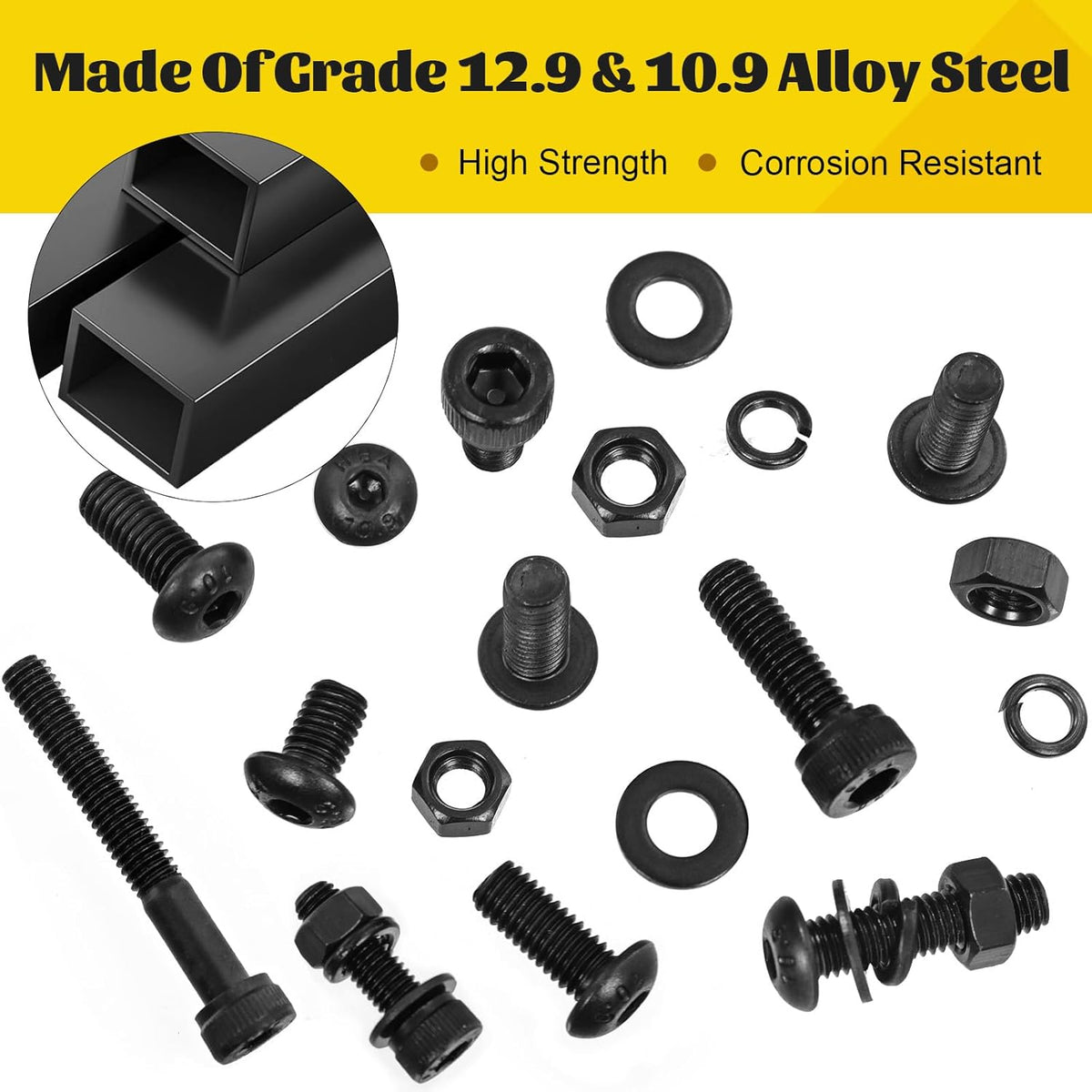 2300PCS M3 Hex Socket Head & Button Head Screws Nuts Assortment Kit