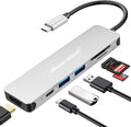 USB C Hub Multi-Port Adapter, 7-in-1 USB-C Dongle with 4K HDMI 100W PD SD/TF Card Reader, USBC Dock Compatible for