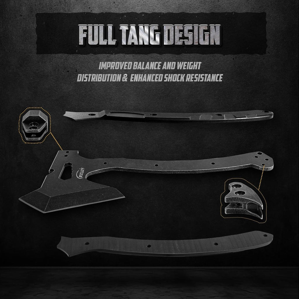 Tactical Axe with G10 Handle Camping Survival Hatchet, Multifunctional Outdoor Hiking Heavy Duty Full Tang Tomahawk