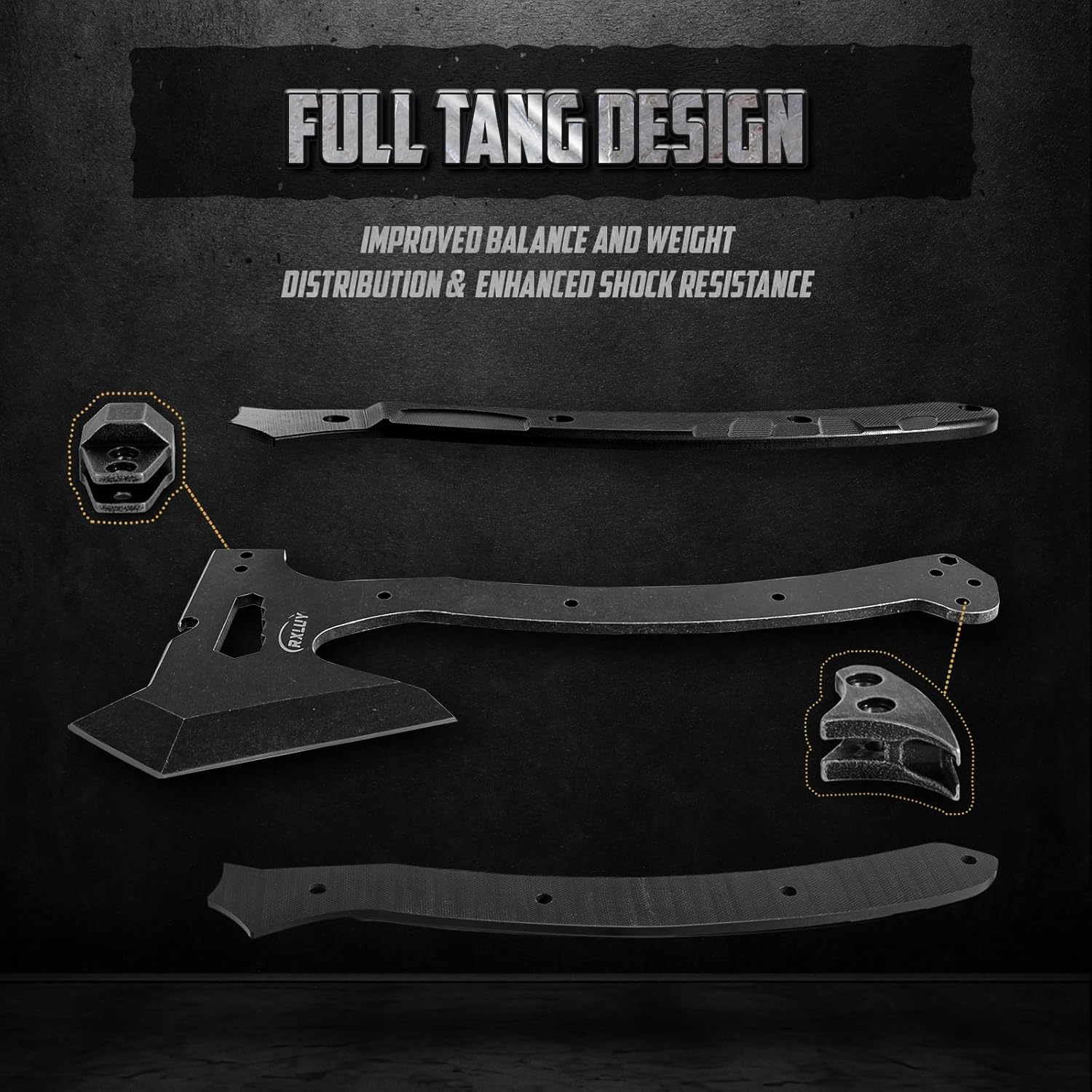 Tactical Axe with G10 Handle Camping Survival Hatchet, Multifunctional Outdoor Hiking Heavy Duty Full Tang Tomahawk