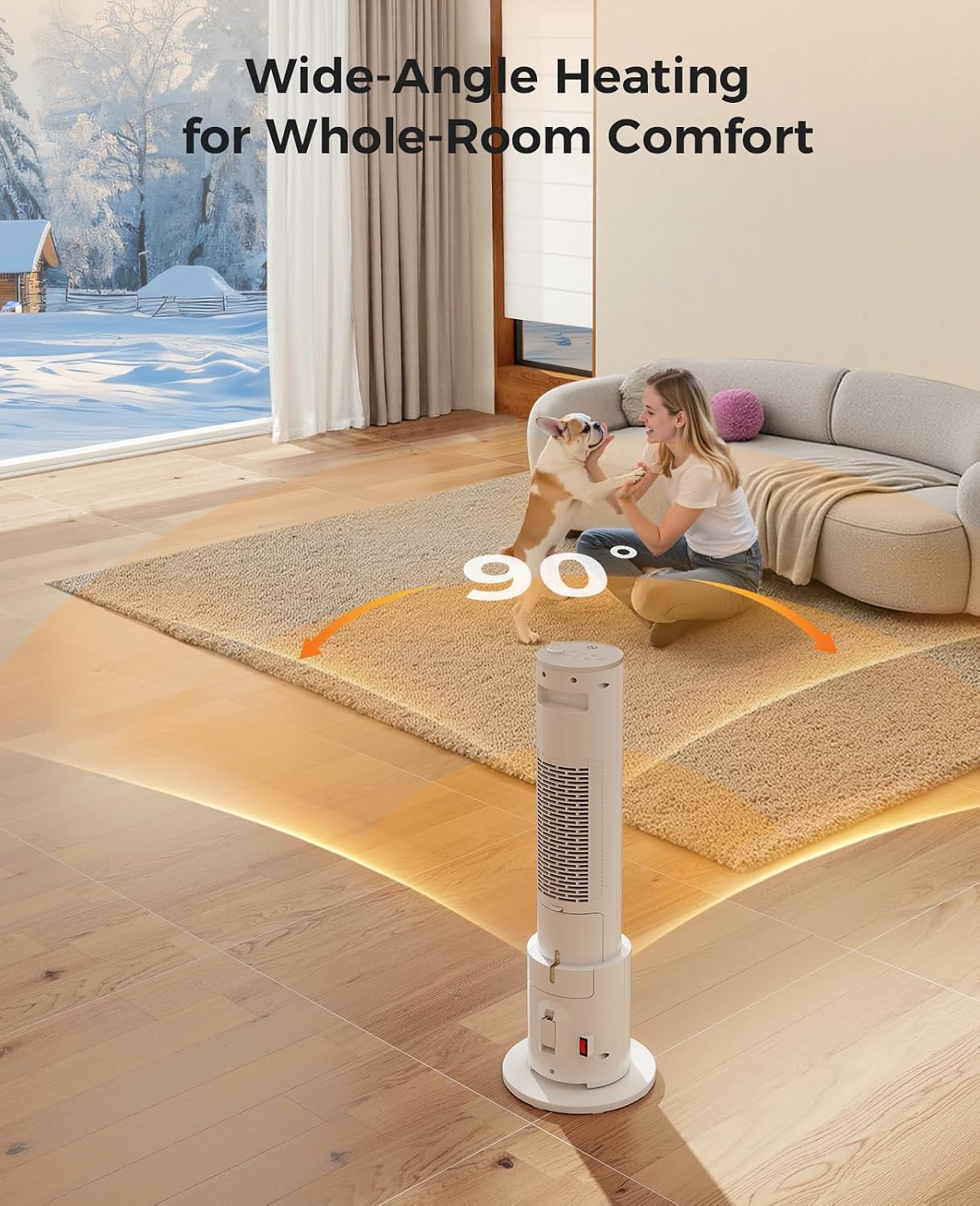 Space Heater with Humidifier - Portable Tower Heaters for Indoor Use, Remote, Adjustable Thermostat, 3 Heat Modes