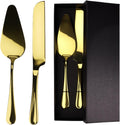 2-Piece Stainless Steel Cake Knife And Server Set, Gift Box (Gold)