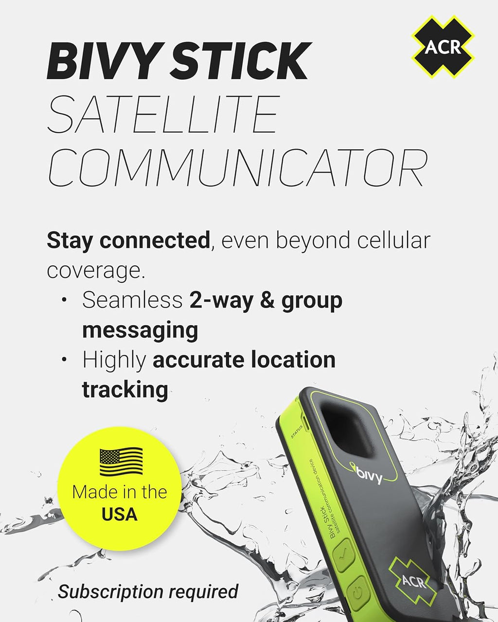 Bivy Stick - Iridium Satellite Communicator, GPS Tracker & SOS | Two-Way Global SMS Coverage, GPS Tracker, Off-Grid