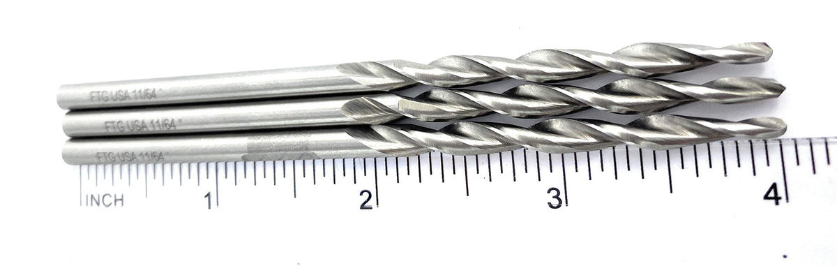 FTG USA 3 Pc #8 11/64" Replacement Tapered Drill Bit Only All Same Size Set