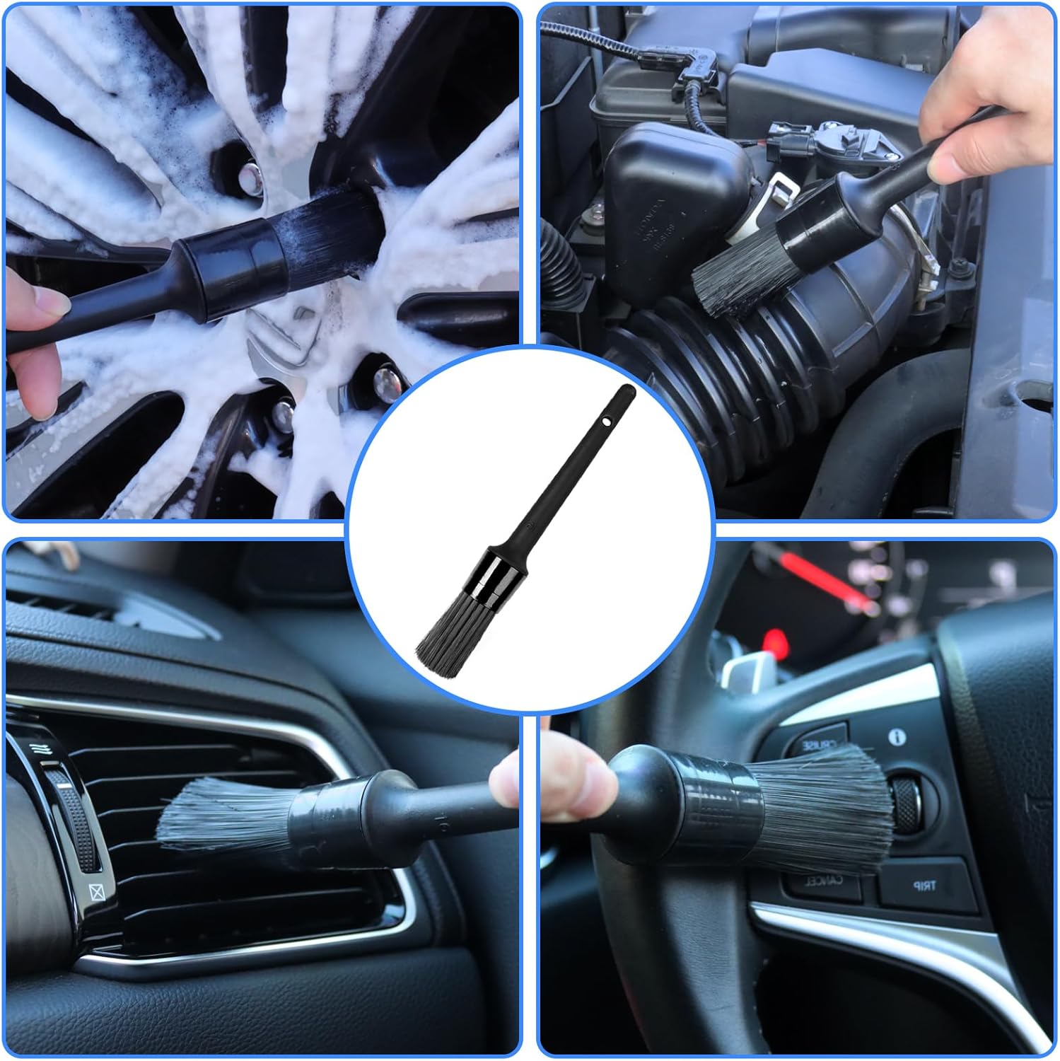 Wheel Brush, Wheel & Rim Cleaner Brush, Tire Brush, Wheel Cleaning Brush | Bendable & Durable Car Wheel Brush Set