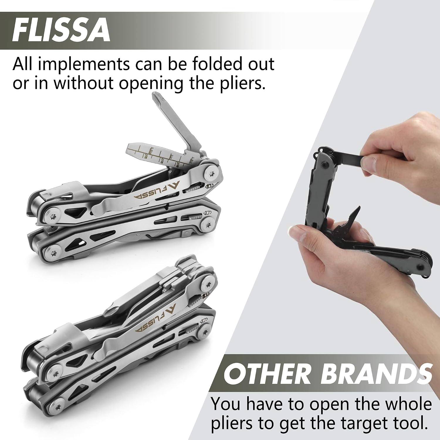 16-In-1 Multi Tool, EDC Multitool, Silver | Gift for Men, Stainless Steel, Pocket Knife, Pliers, Belt Clip, Oxford
