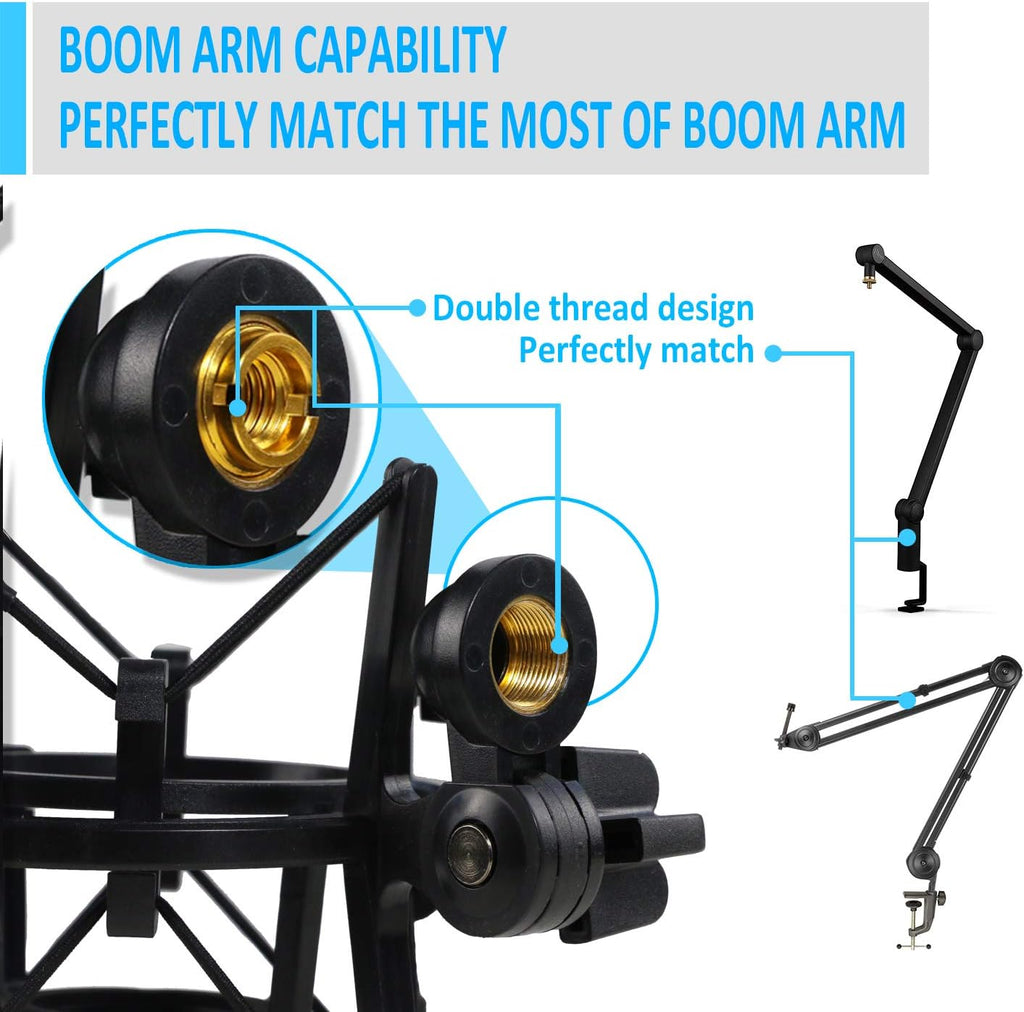 AT2020 Shock Mount with Pop Filter, Windscreen and Shockmount to Reduce Vibration Noise for AT2020USB+ Condenser Mic