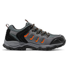 Men's Waterproof Hiking Shoes Leather,Black/Grey/Orange-Pu,10.5