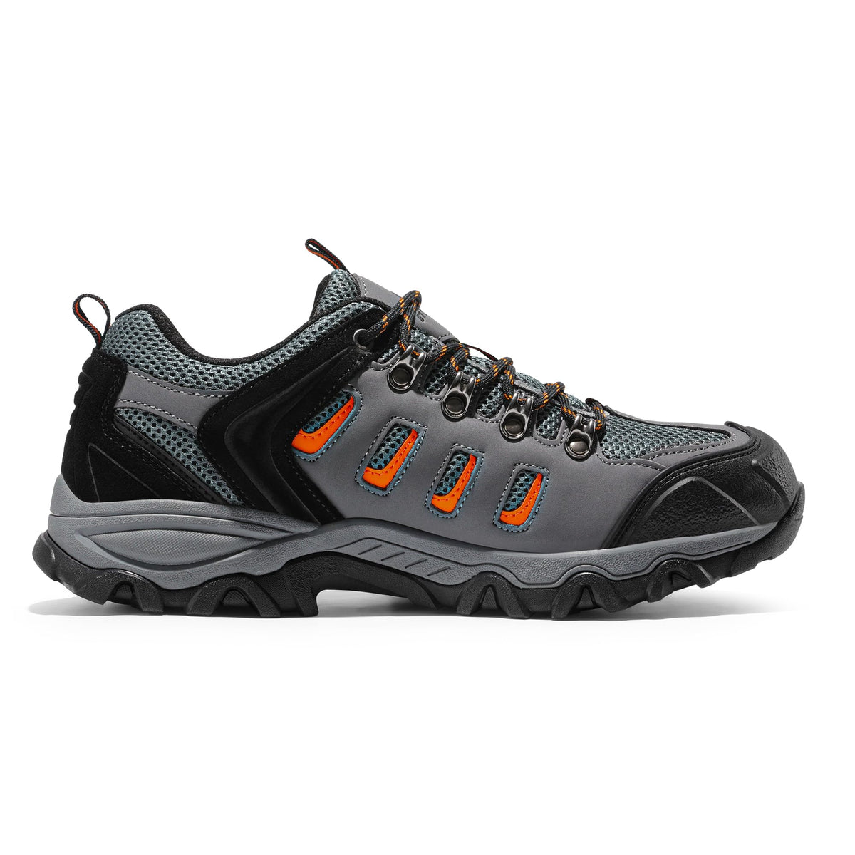 Men's Waterproof Hiking Shoes Leather,Black/Grey/Orange-Pu,10.5